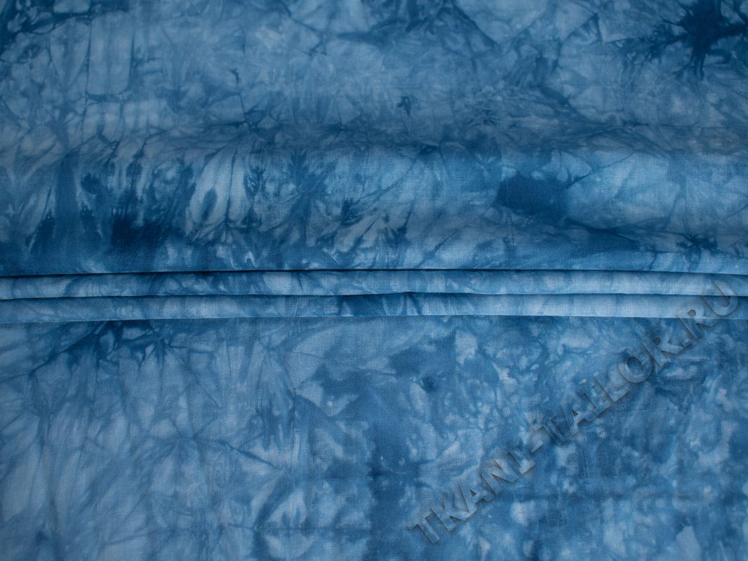 Штапель вискозный сине-голубой принт тай-дай - фото 3