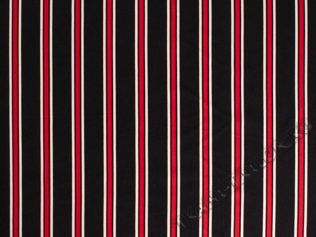 Штапель вискозный черный красная полоска - фото 2