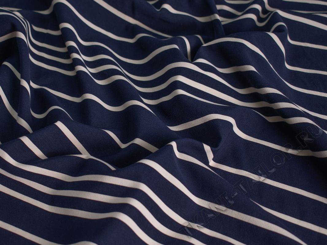 Рубашечный хлопок темно-синий в полоску - фото 1