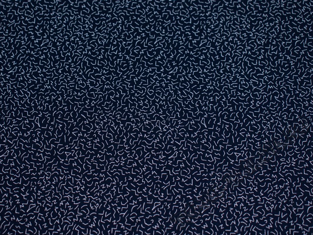 Рубашечный хлопок темно-синий абстрактный принт - фото 2
