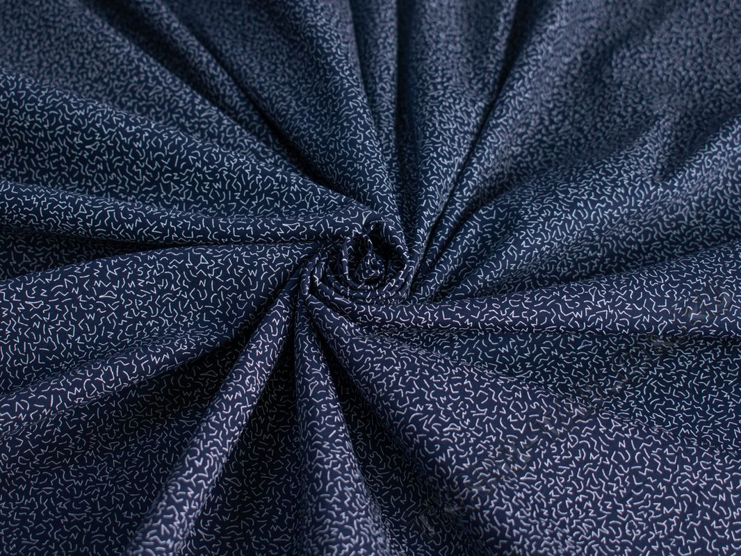 Рубашечный хлопок темно-синий абстрактный принт - фото 1