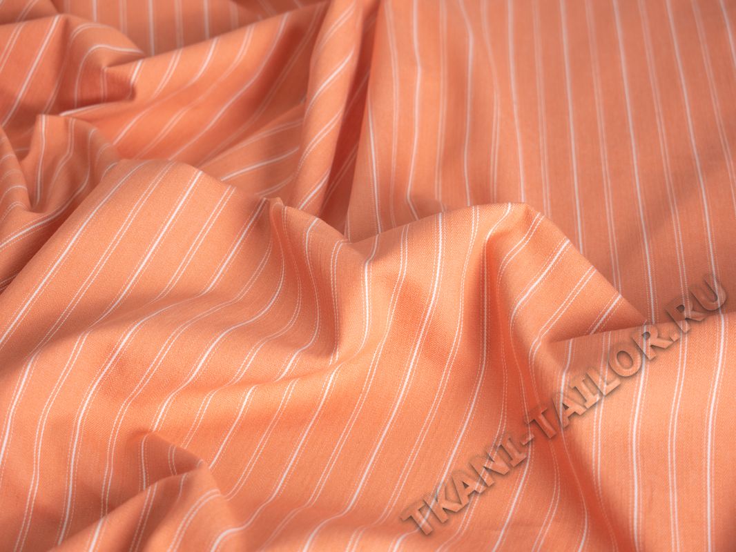Рубашечная ткань оранжевая в полоску - фото 4