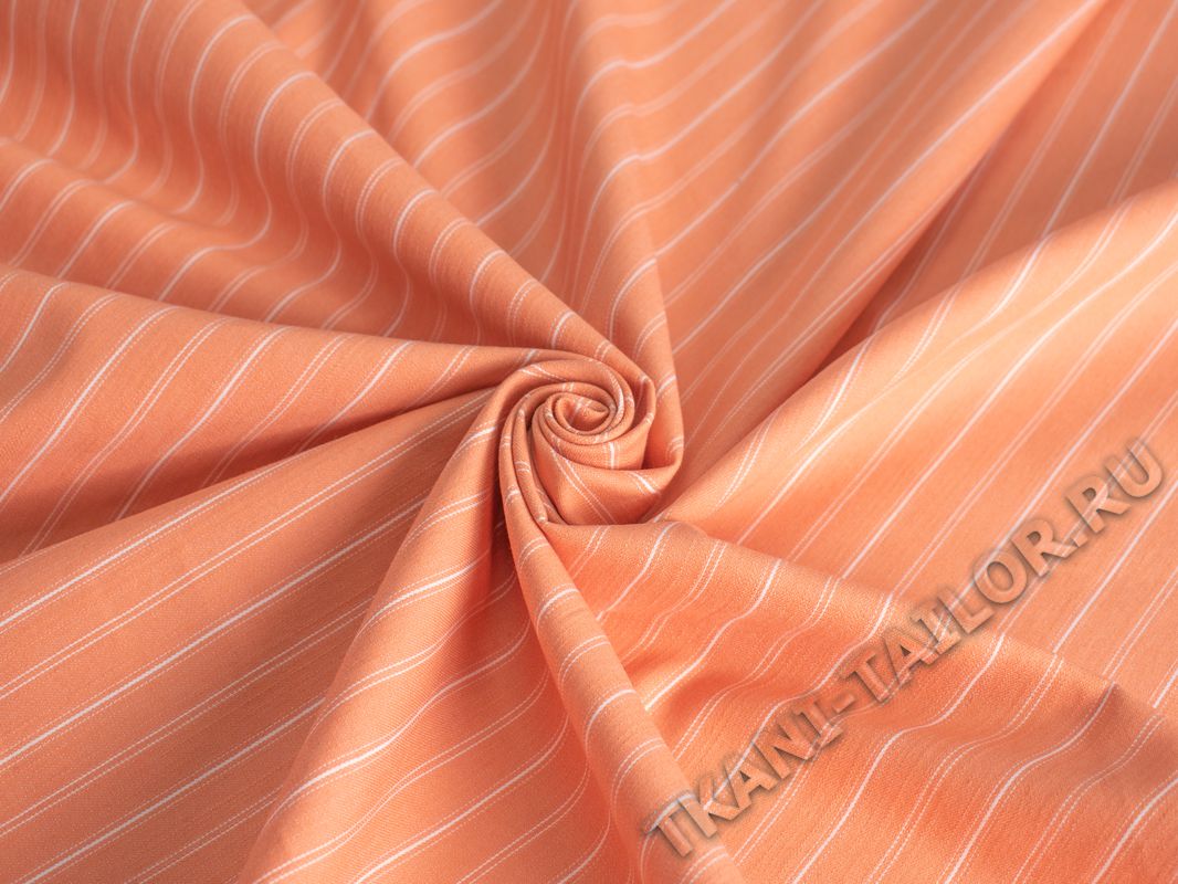 Рубашечная ткань оранжевая в полоску - фото 1