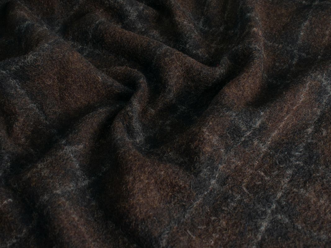 Пальтовая шерсть коричневая в ромбик - фото 2