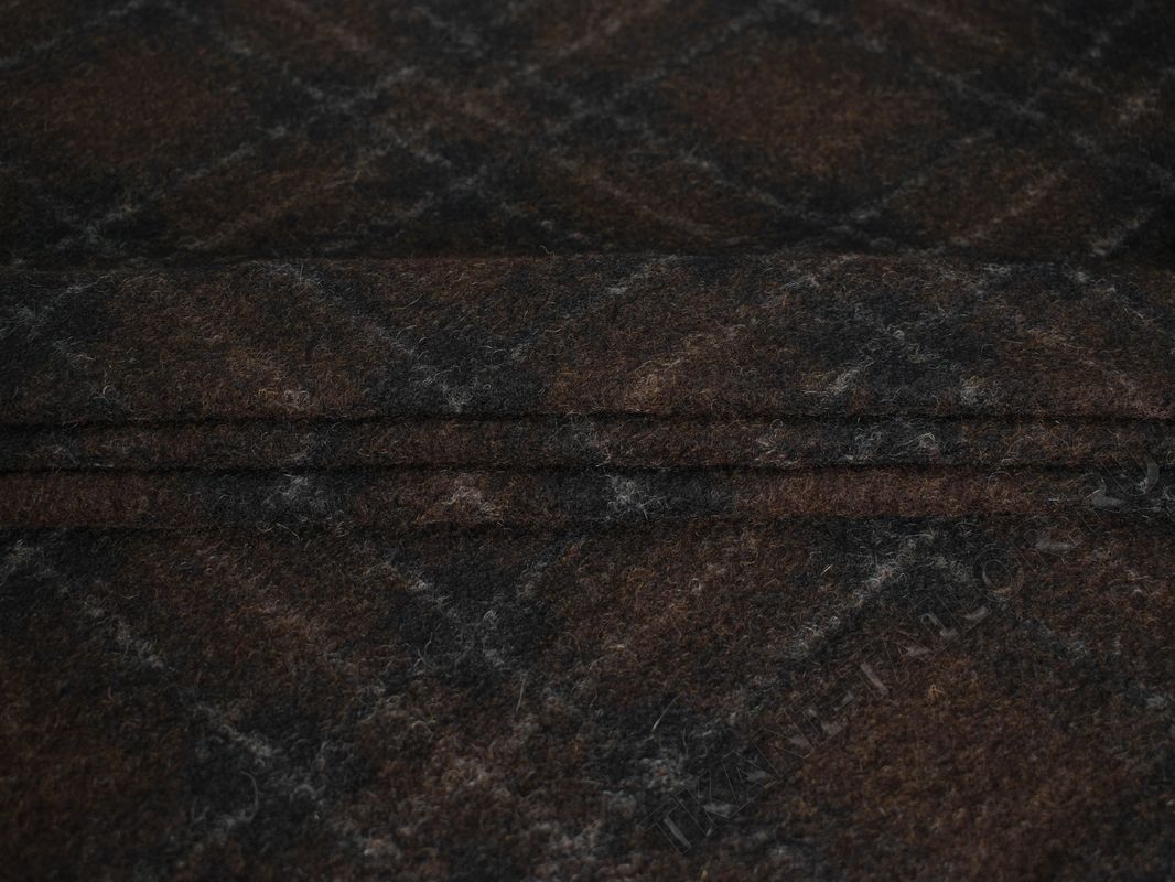 Пальтовая шерсть коричневая в ромбик - фото 3