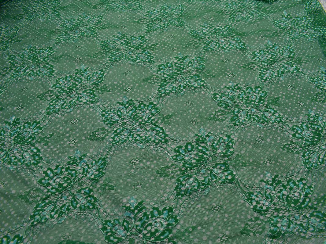 Гипюр зеленый с белым 00050 - фото 2