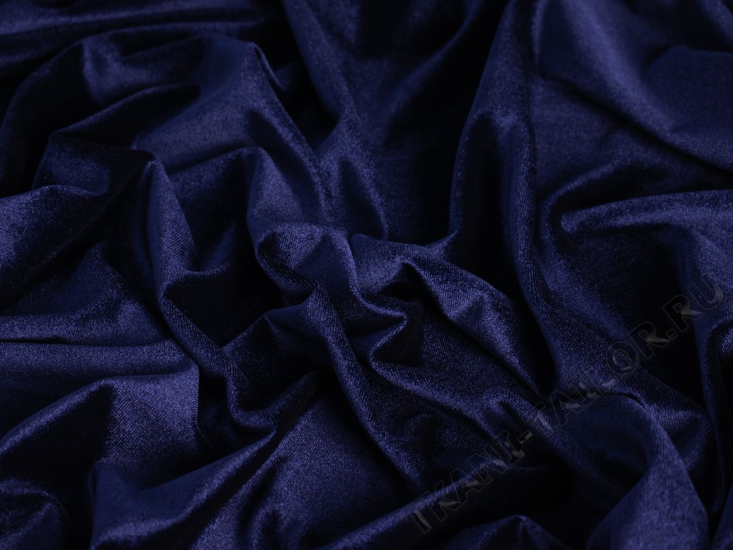 Бархат-стрейч темно-синий - фото 3