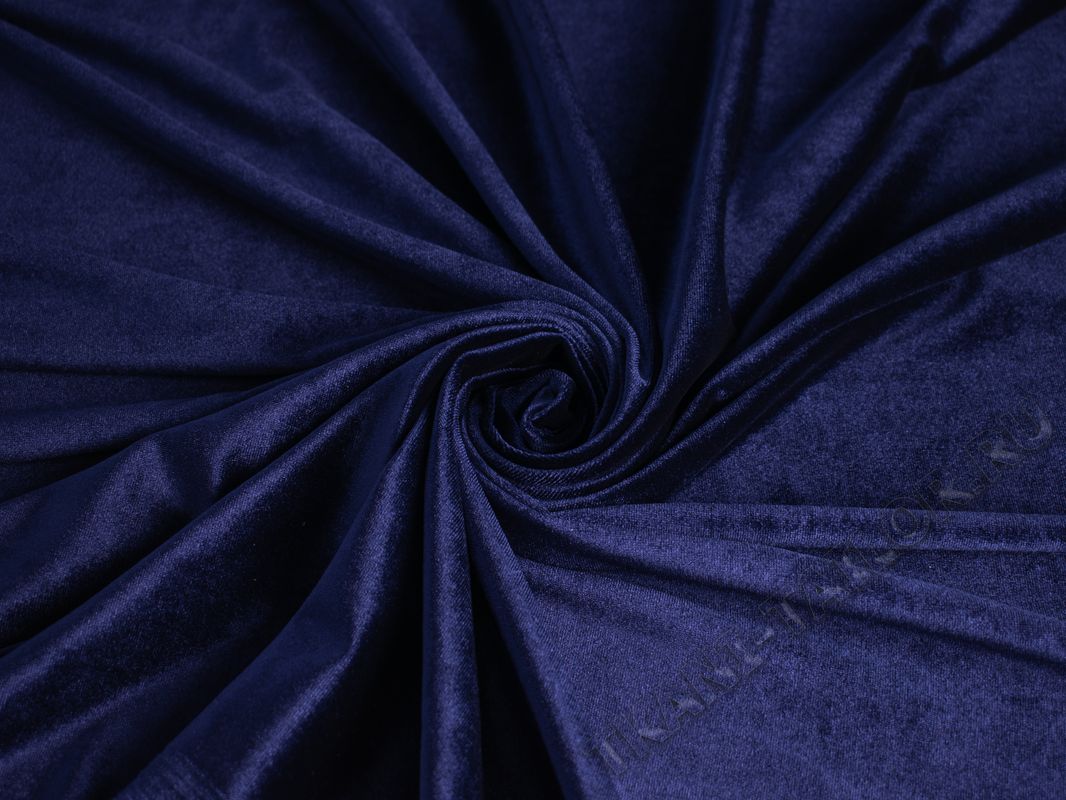 Бархат-стрейч темно-синий - фото 1