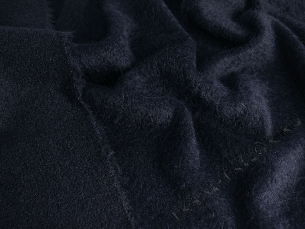 Темно-синяя пальтовая ткань с ворсом - фото 3