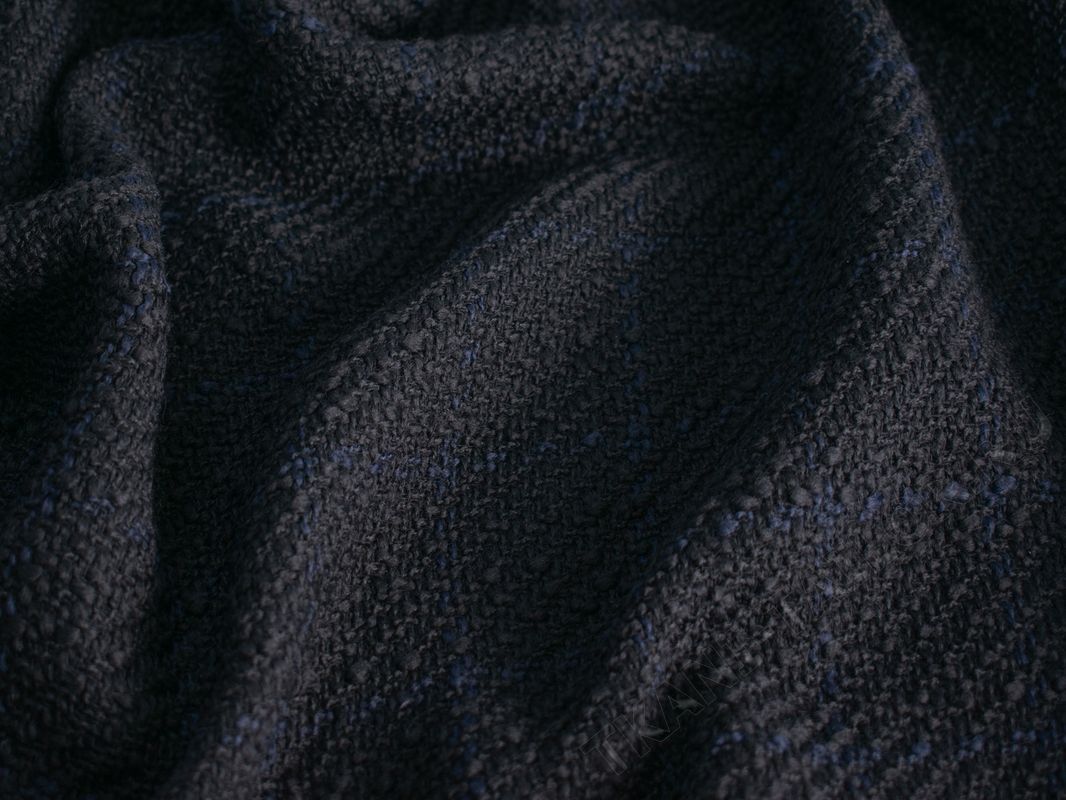 Пальтовая ткань черная с синим - фото 3