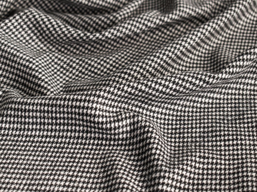 Пальтовая ткань черно-белая принт гусиная лапка - фото 3