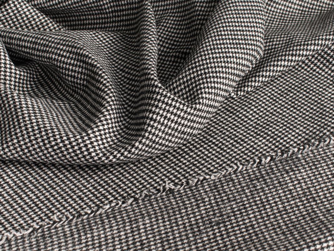 Пальтовая ткань черно-белая принт гусиная лапка - фото 4