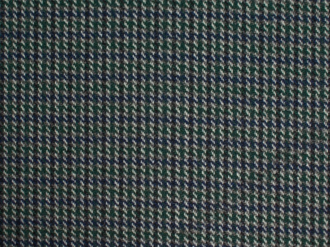 Пальтовая ткань серо-зеленая принт гусиная лапка - фото 2