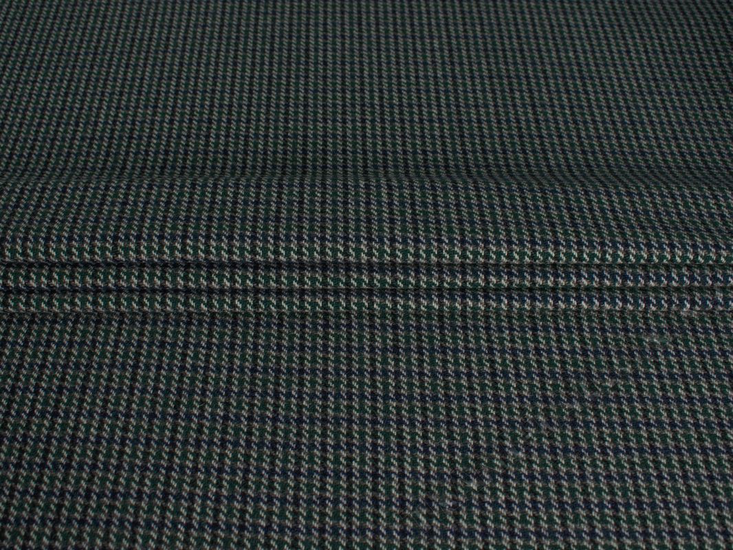 Пальтовая ткань серо-зеленая принт гусиная лапка - фото 1