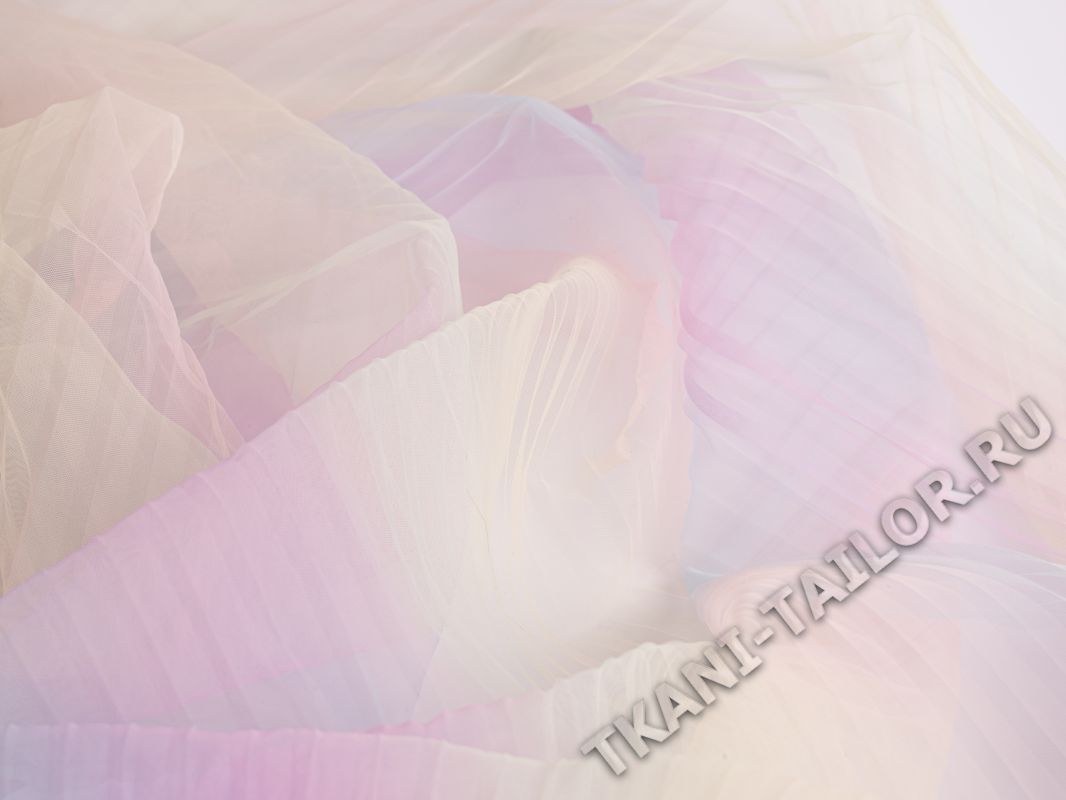 Сетка стрейч гофре пастельных цветов - фото 1