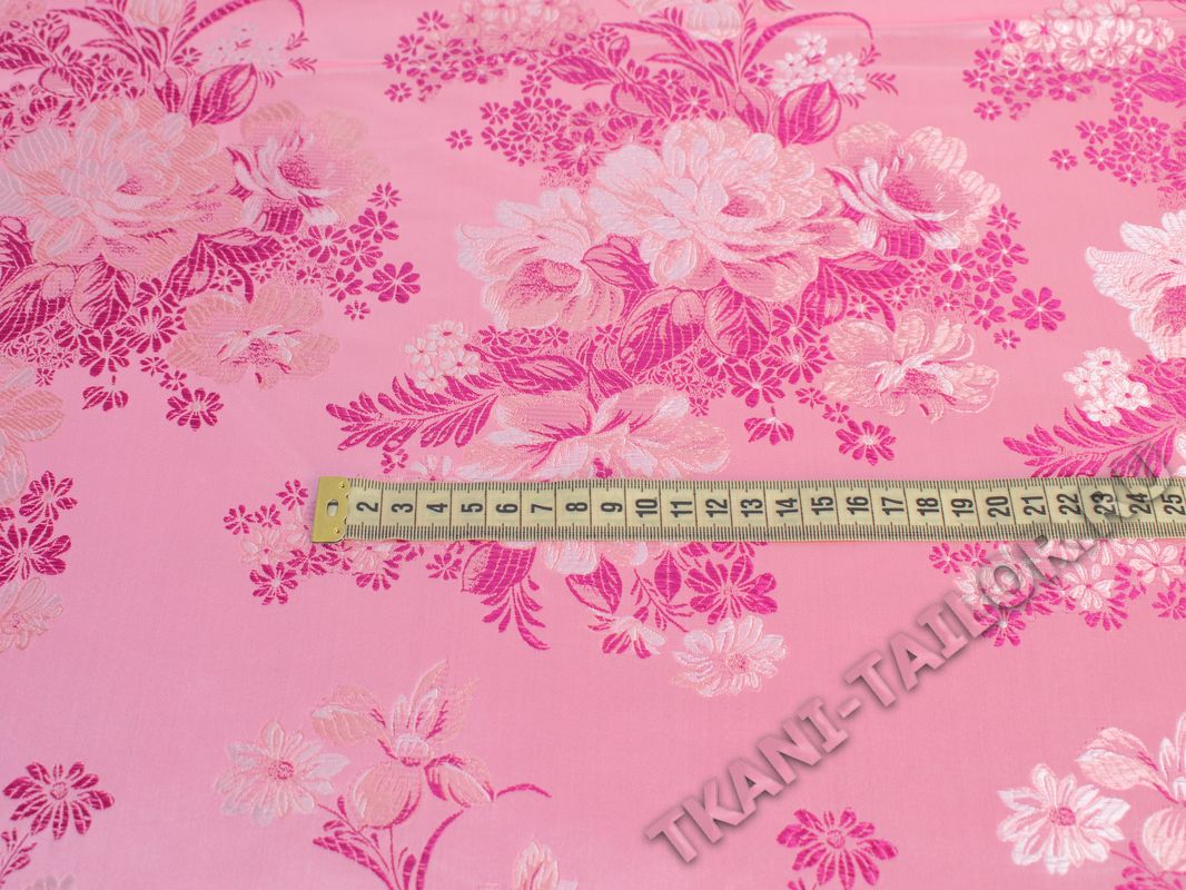 Китайский шелк розовый с цветами - фото 2