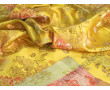 Китайский шелк желтый с цветочным принтом