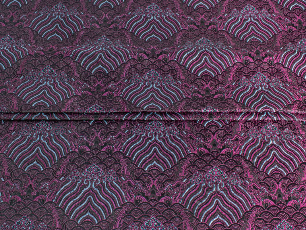 Китайский шелк темно-малиновый с орнаментом - фото 1
