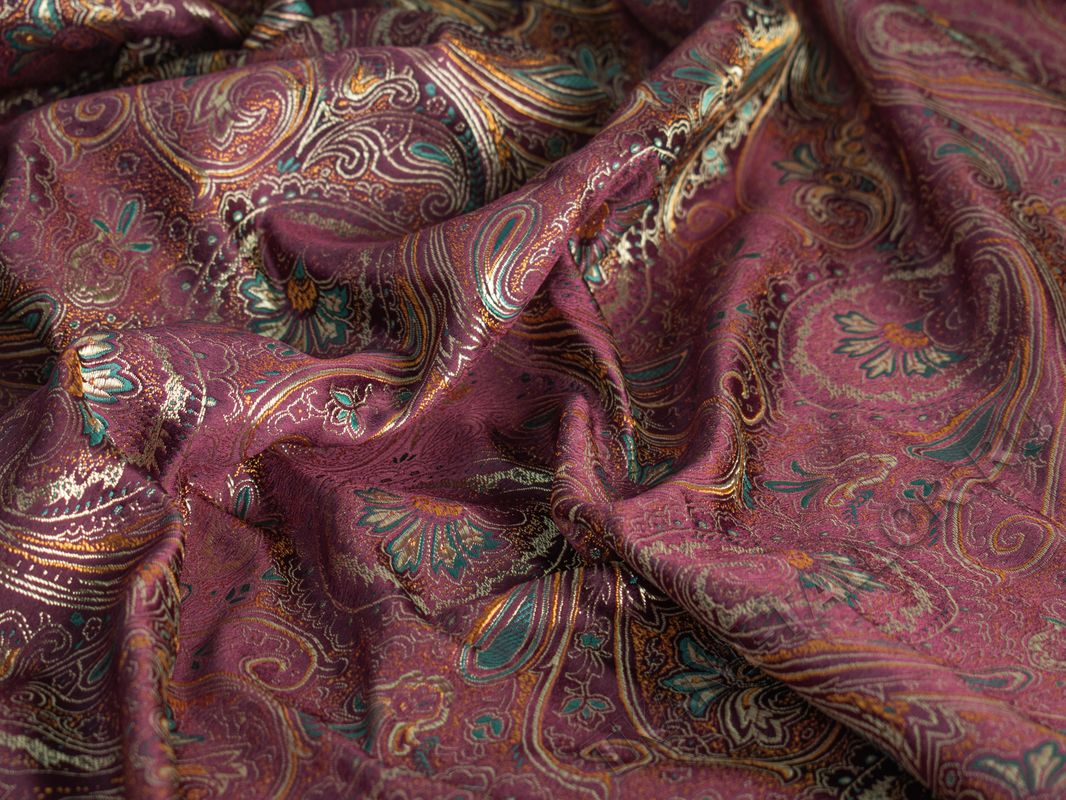 Китайский шелк фиолетовый цветочный узор - фото 3