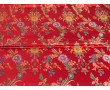 Китайский шелк красный с цветочным принтом