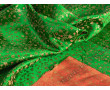 Китайский шелк зеленый с золотистыми цветами