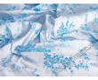 Китайский шелк белый с голубыми цветами