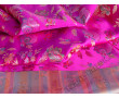 Китайский шелк розовая фуксия с цветами