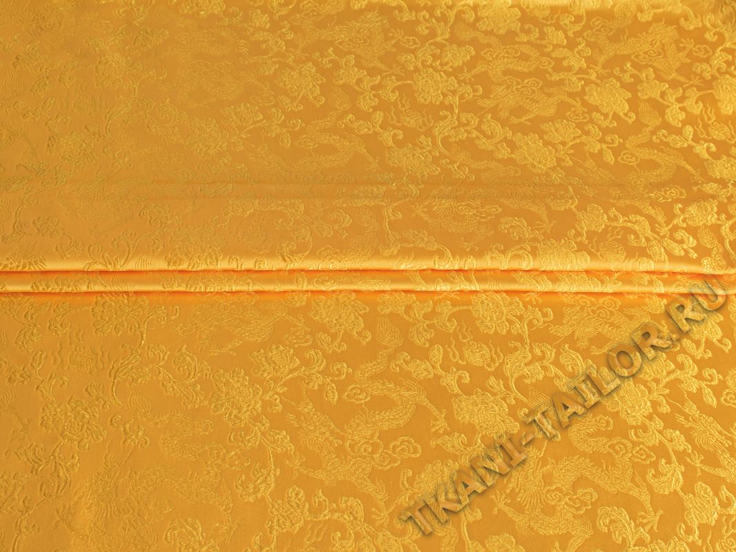 Китайский шелк желтый с узором - фото 2
