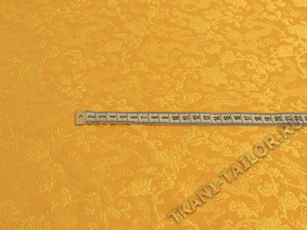 Китайский шелк желтый с узором - фото 3