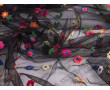 Сетка с вышивкой черная с цветами