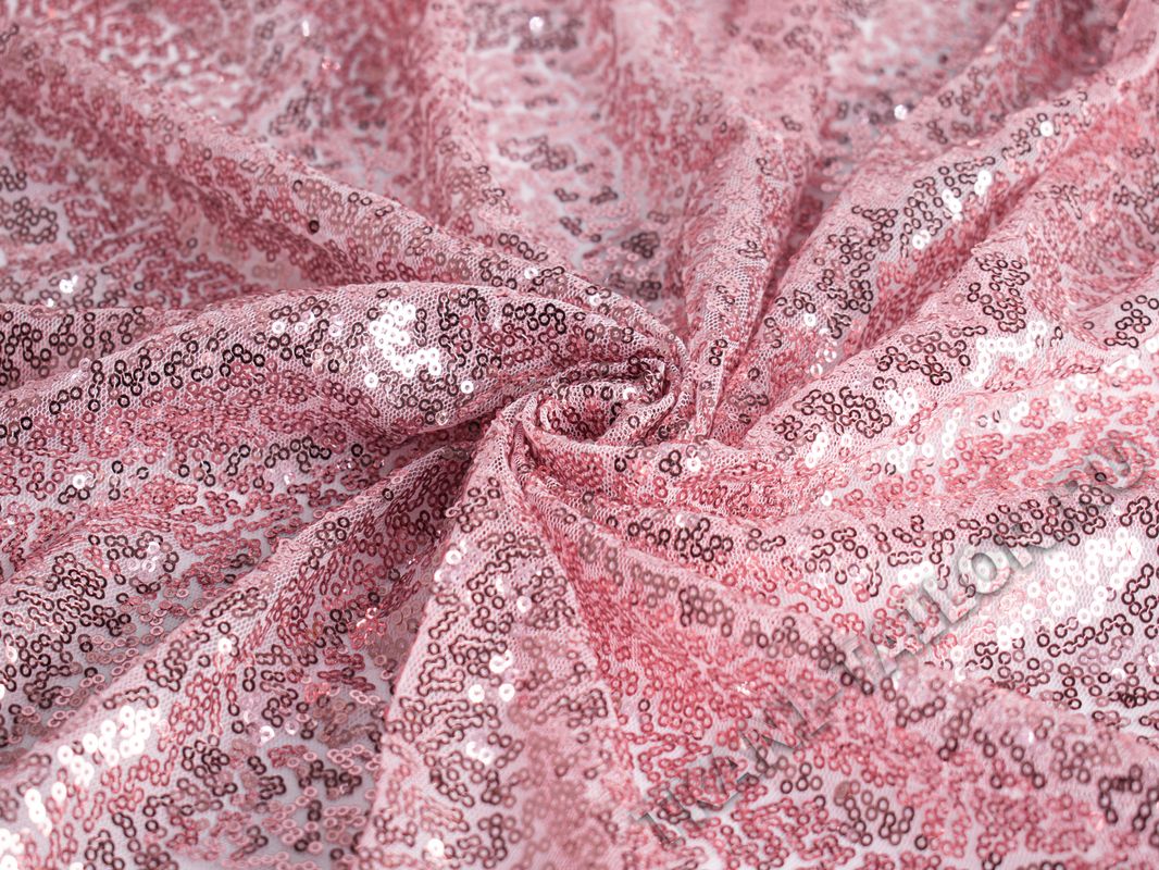 Пайетки на эластичной сетке розовые - фото 1