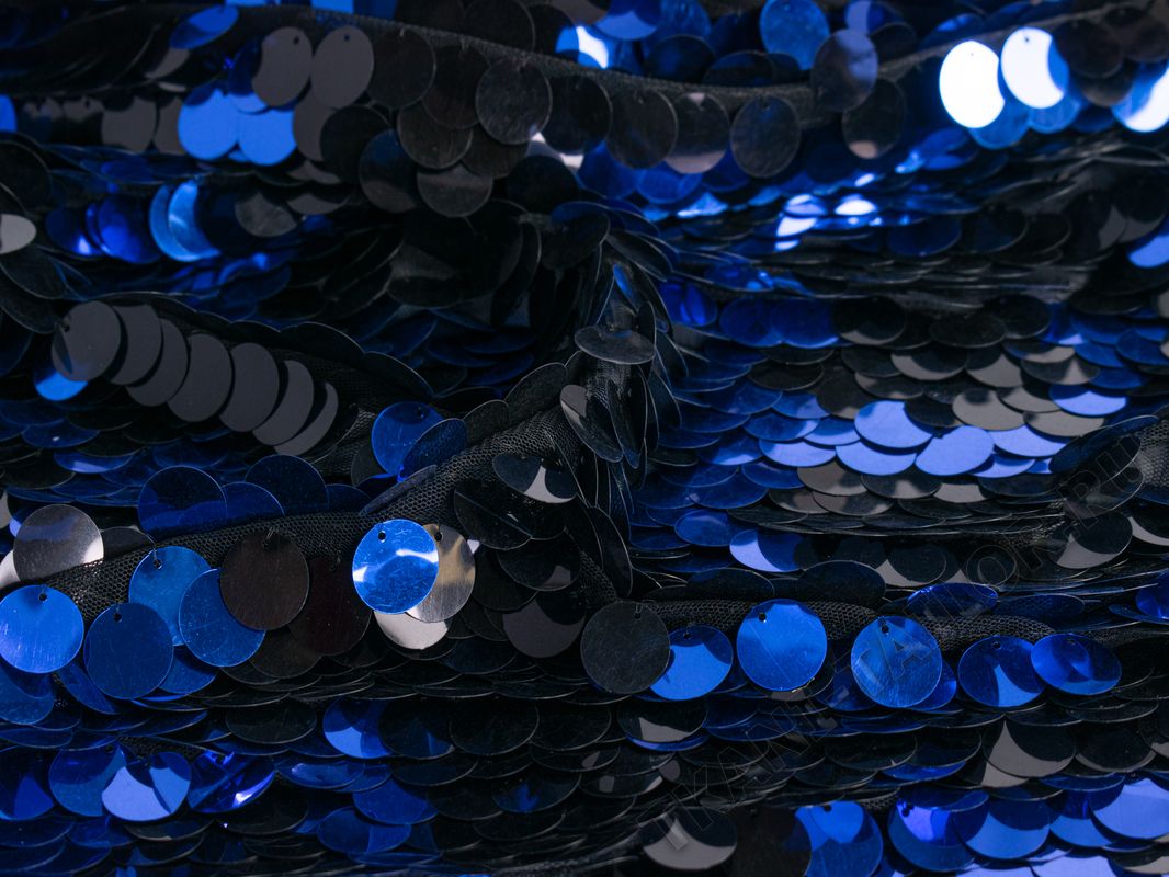 Пайетки крупные на сетке синие черные - фото 3