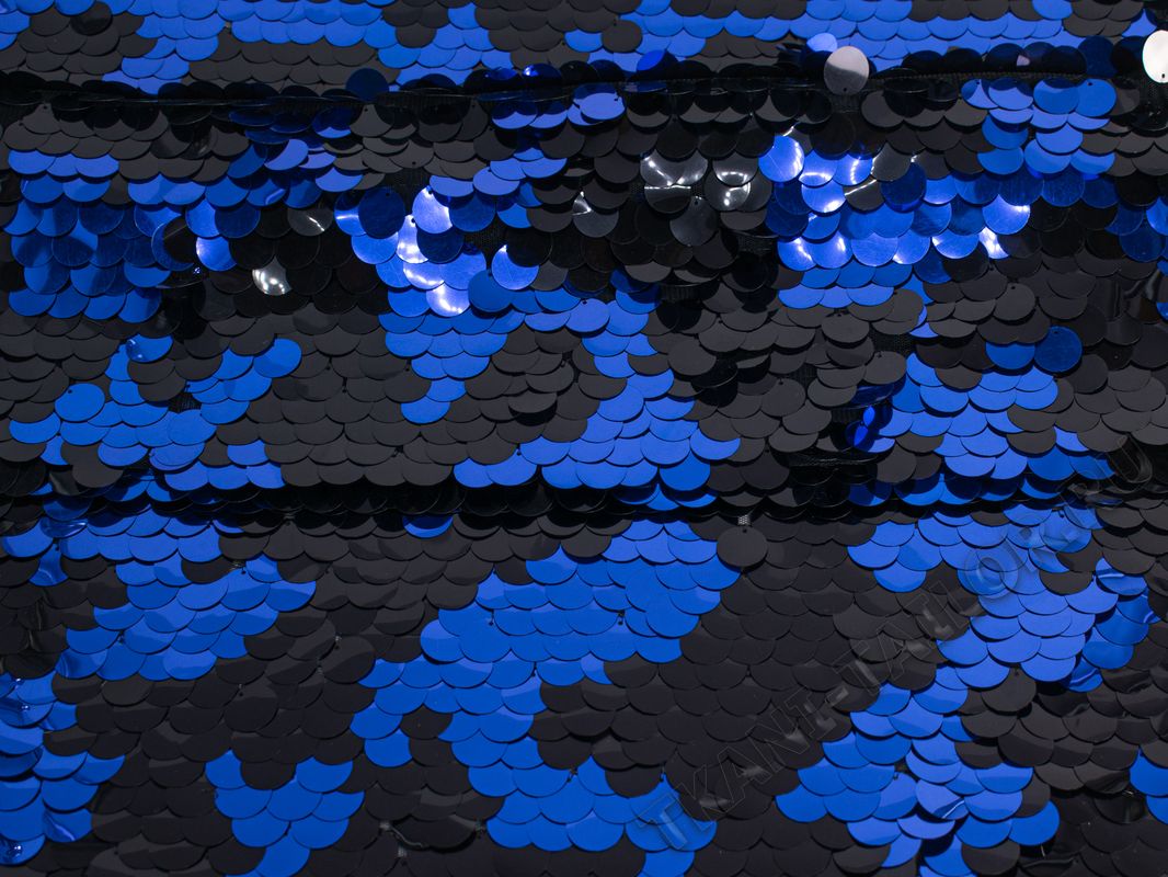 Пайетки крупные на сетке синие черные - фото 1