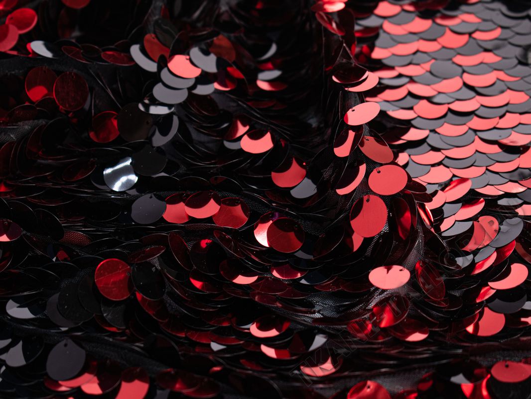 Пайетки крупные на сетке красные черные - фото 3