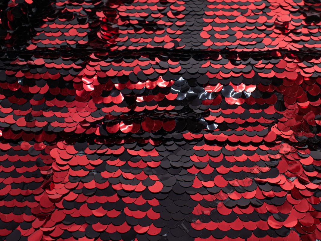 Пайетки крупные на сетке красные черные - фото 1