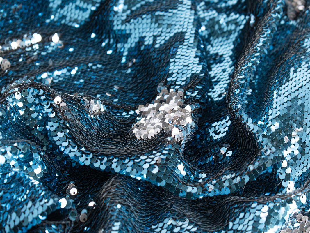 Пайетки двухсторонние голубые с серебром - фото 3