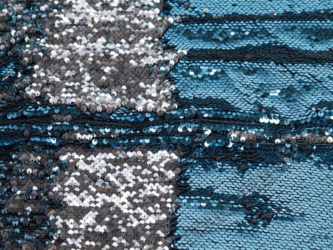 Пайетки двухсторонние голубые с серебром - фото 1