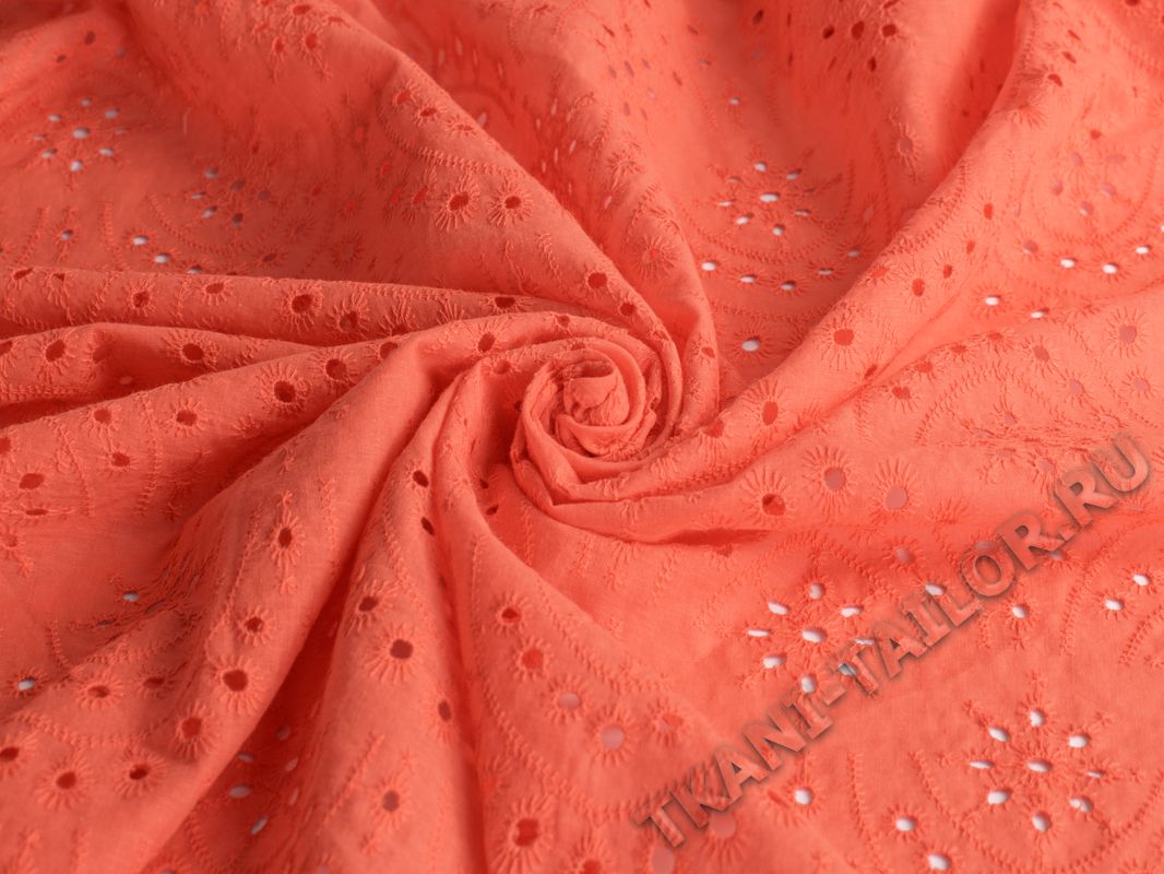 Шитье ткань с фестонами цвет оранжевый - фото 1