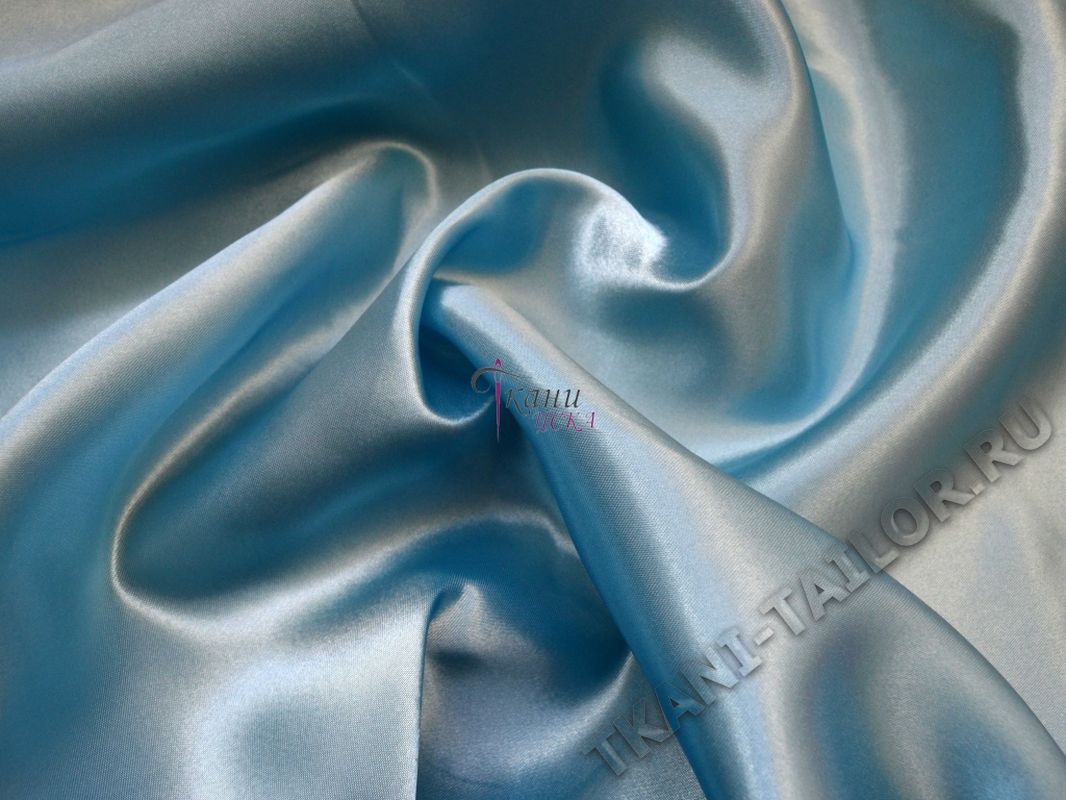 Атласная ткань голубая - фото 5